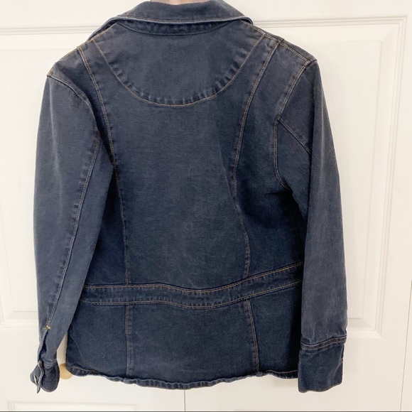 Vintage Bill Blass Y2K 90s Dark Denim Jean Jacket - Picture 4 of 6